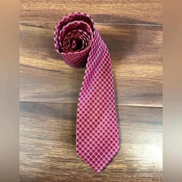 🍁SALE🍁NAUTICA Red Silk Polyester Blend Foulard Tie - Picture 1 of 9